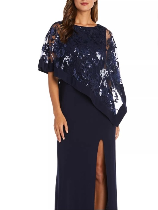 R&M Richards Dresses & Skirts - R & M Richards
Women's Sequinned Floral-Lace-Poncho Gown, 20W